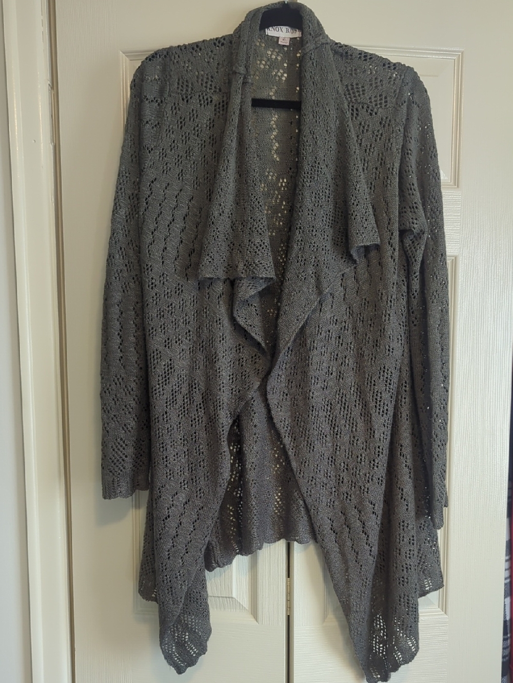 Knox Rose Dark Green Open-Front Crochet Cardigan
